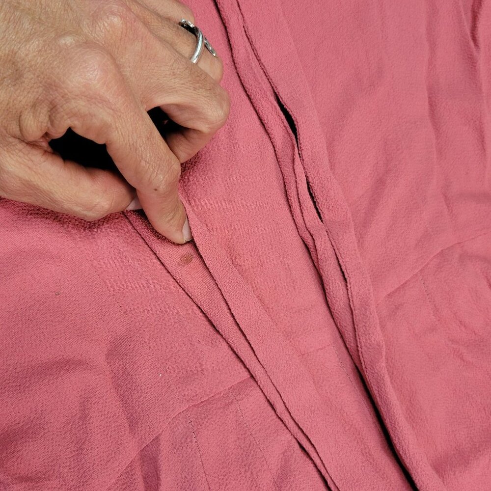 Reformation Women Dress Sz 6 Coral Pink Long-Sleeve Mini Flowy Skirt Tie Front - Picture 5 of 11